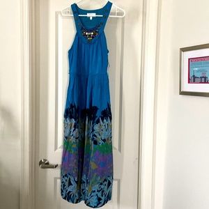 Blue beaded Anthropology dress.